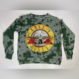 Guns N Roses Lightweight Sweatshirt Women Small Green Tie Dye